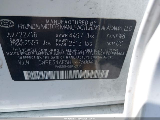 5NPE34AF5HH475004 Hyundai Sonata Limited