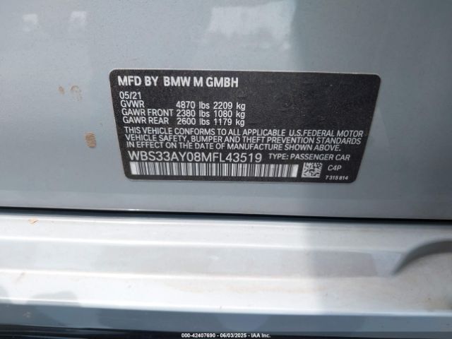 2021 BMW M3 WBS33AY08MFL43519 Photo 8