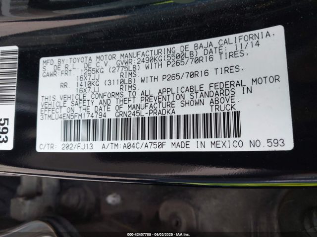 3TMLU4EN5FM174794 Toyota 1gr-fe