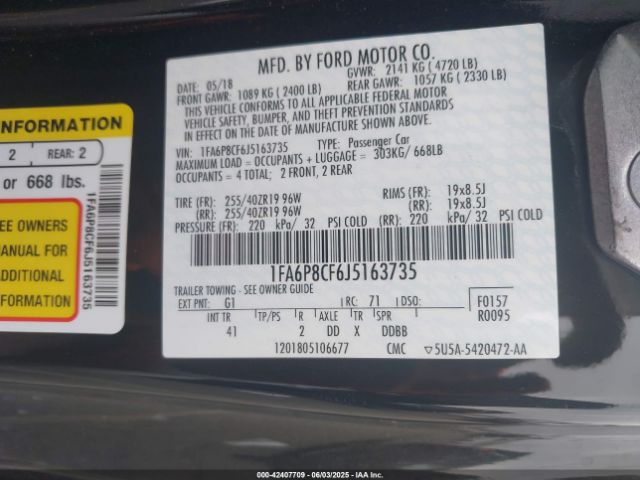 2018 FORD MUSTANG 1FA6P8CF6J5163735 Photo 8