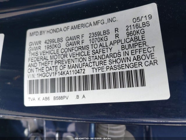 1HGCV1F14KA110472 Honda ACCORD LX