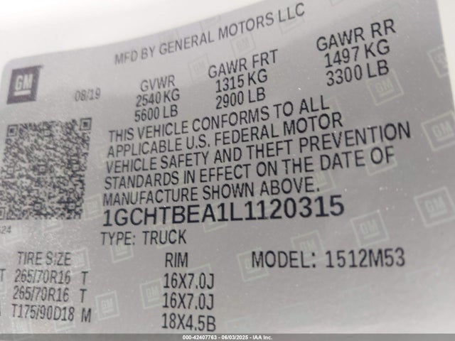 Chevrolet lcv - spark ignited direct injection, variable valve timing, dcvcp, e85 max, e0-e100, alum 2020 1GCHTBEA1L1120315 Image 9