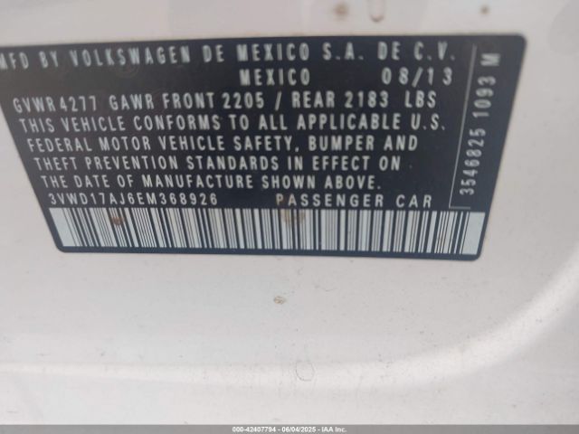 3VWD17AJ6EM368926 Volkswagen Jetta 1.8t Se