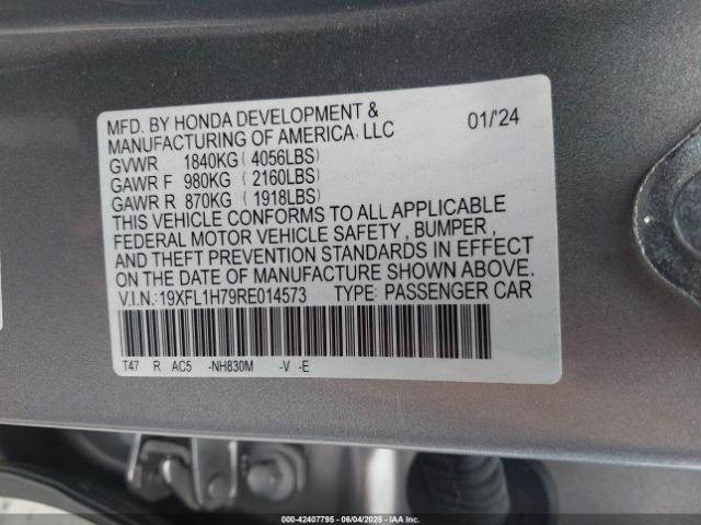 2024 HONDA CIVIC 19XFL1H79RE014573 Photo 8