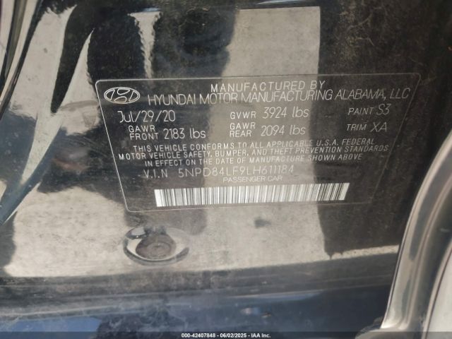 2020 HYUNDAI ELANTRA 5NPD84LF9LH611184 Photo 8