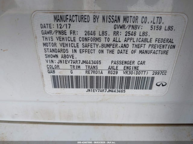 Infiniti Q50 2018 JN1EV7AR7JM443465 Image 9