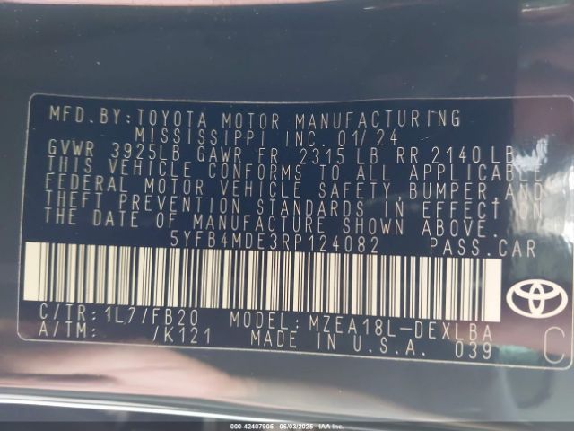 2024 TOYOTA COROLLA 5YFB4MDE3RP124082 Photo 8