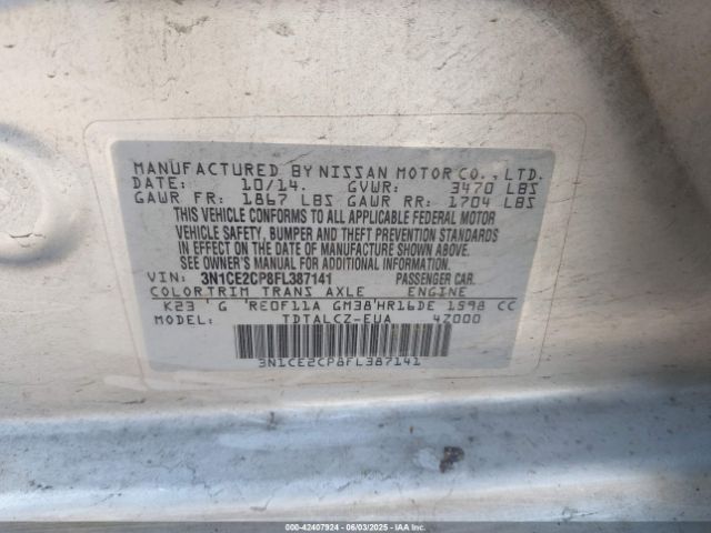 3N1CE2CP8FL387141 Nissan 2015