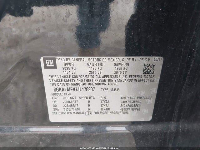 3GKALMEV7JL178987 GMC lyx - direct injection, vvt, fgt, turbo, alum, gen 1