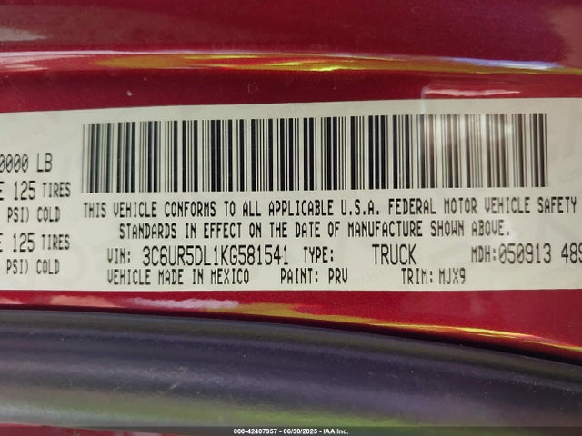 3C6UR5DL1KG581541 RAM 2019