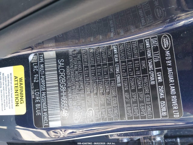 SALCR2BG8HH665548 Land Rover gtdi lev3 sulev30