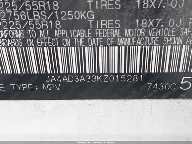 2019 MITSUBISHI OUTLANDER JA4AD3A33KZ015281 Photo 8