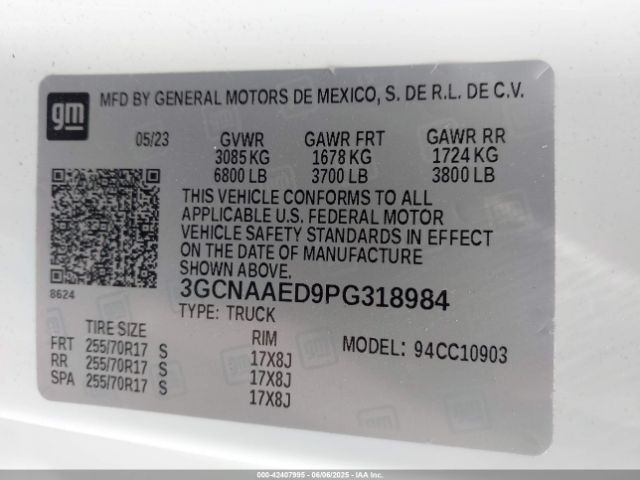 2023 CHEVROLET SILVERADO 1500 3GCNAAED9PG318984 Photo 8