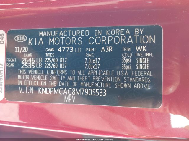 2021 KIA SPORTAGE KNDPMCAC8M7905533 Photo 8