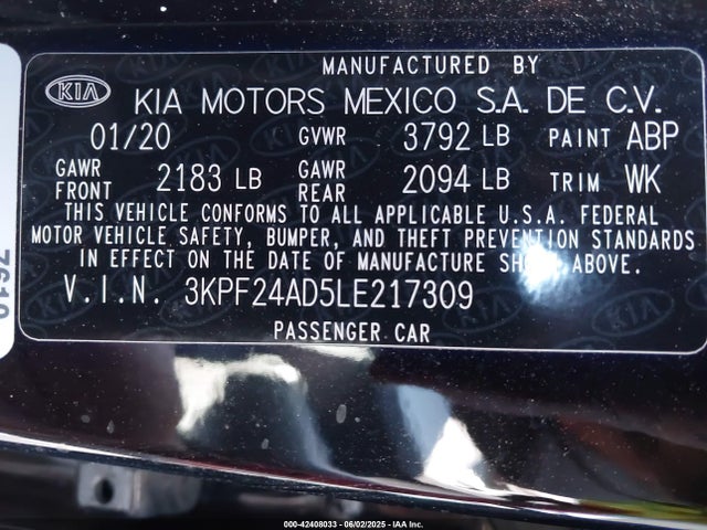 KIA mpi nu 2020 3KPF24AD5LE217309 Image 9