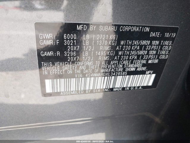 4S4WMARDXL3428585 Subaru 2020