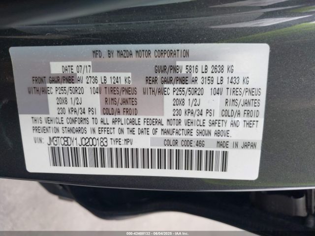 JM3TCBDY1J0200183 Mazda Cx-9 Grand Touring
