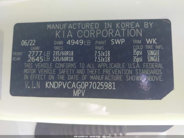 KNDPVCAG0P7025981 KIA t-gdi gamma ii