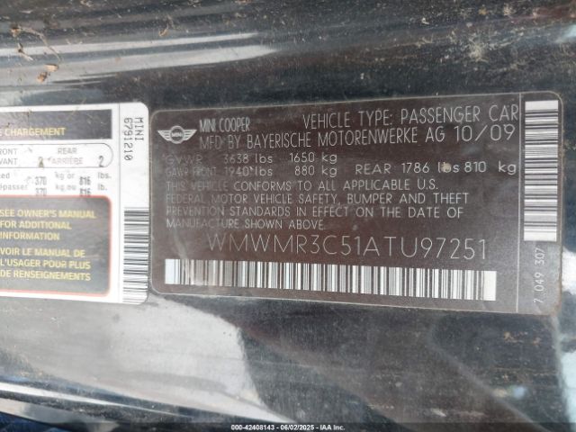 2010 MINI COOPER WMWMR3C51ATU97251 Photo 8