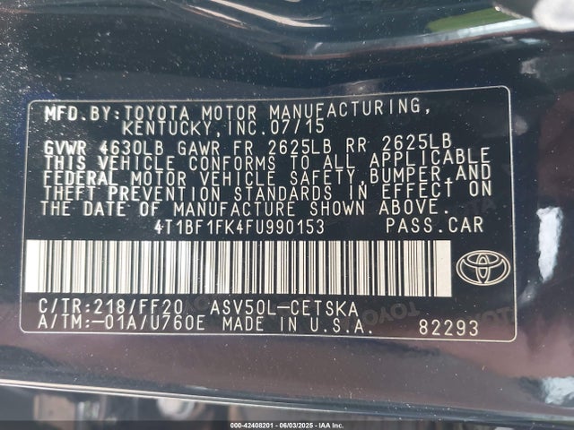 Aukcja sprzedaży 2015 Toyota Camry Se, vin: 4T1BF1FK4FU990153, numer aukcji: 42408201
