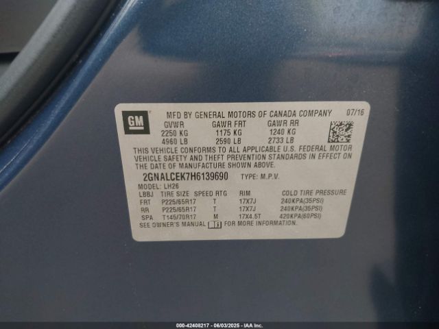 2GNALCEK7H6139690 Chevrolet lea - sidi: spark ignited direct injection, e85 max, alum