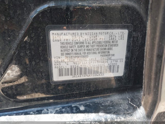 3N1AB7AP6KY336833 Nissan Sentra