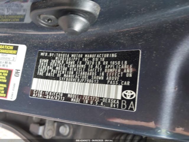 5YFBURHE8JP798613 Toyota COROLLA SE