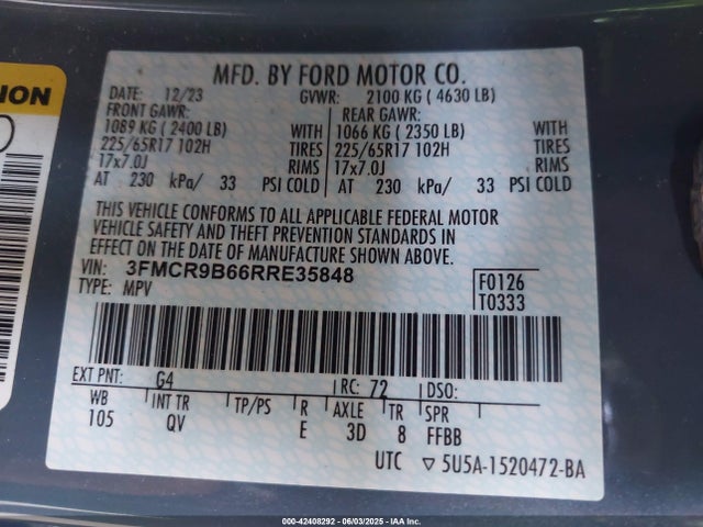 3FMCR9B66RRE35848 Ford dragon
