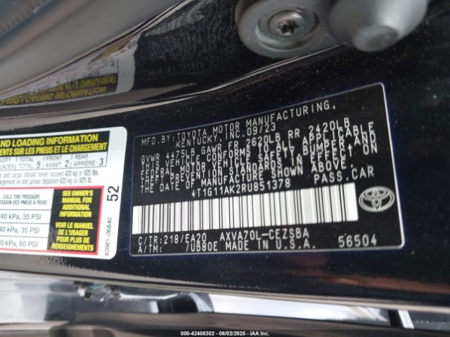 4T1G11AK2RU851378 Toyota CAMRY SE