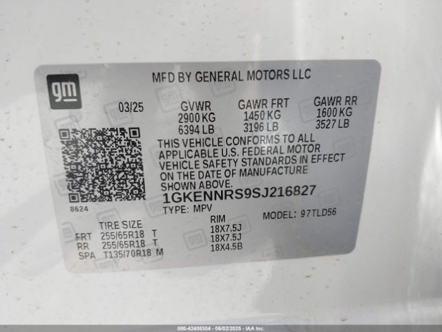 1GKENNRS9SJ216827 GMC Acadia Awd Elevation