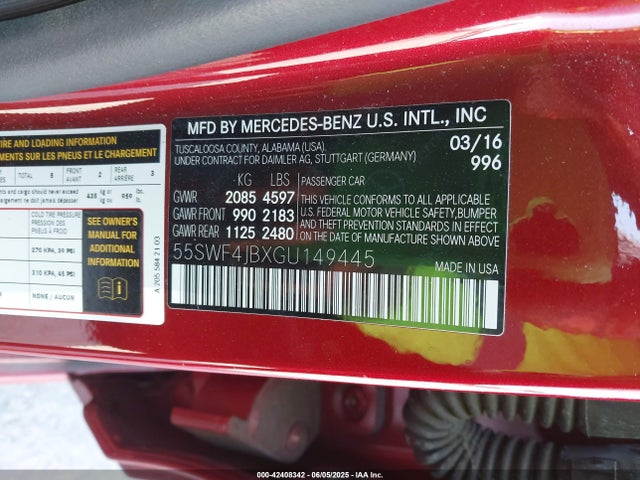 55SWF4JBXGU149445 Mercedes-Benz C-Class