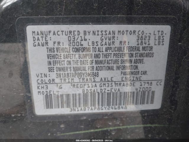 3N1AB7AP8GY246848 Nissan SENTRA SV