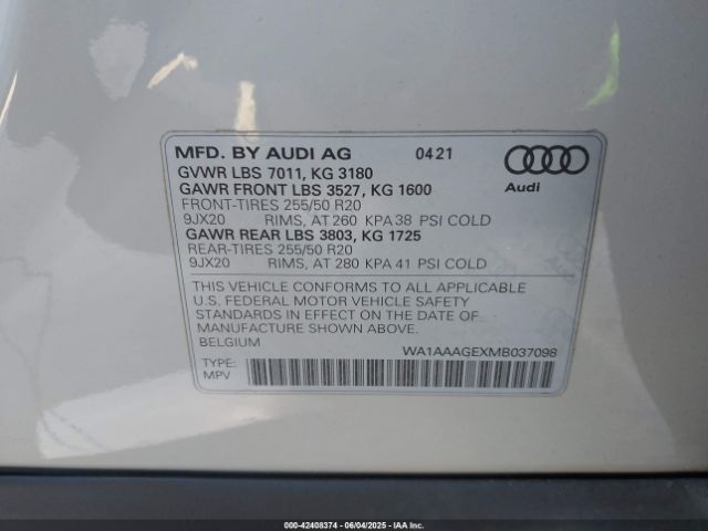 2021 AUDI E-TRON WA1AAAGEXMB037098 Photo 8