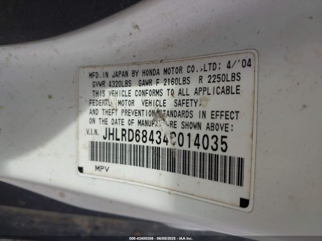 2004 HONDA CR-V JHLRD68434C014035 Photo 8