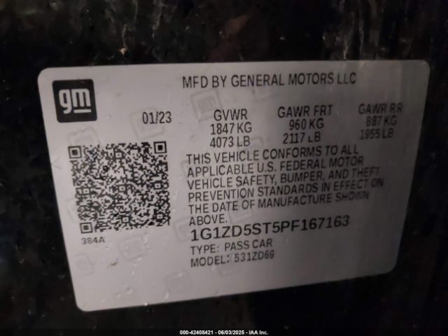1G1ZD5ST5PF167163 Chevrolet Malibu Fwd 1lt