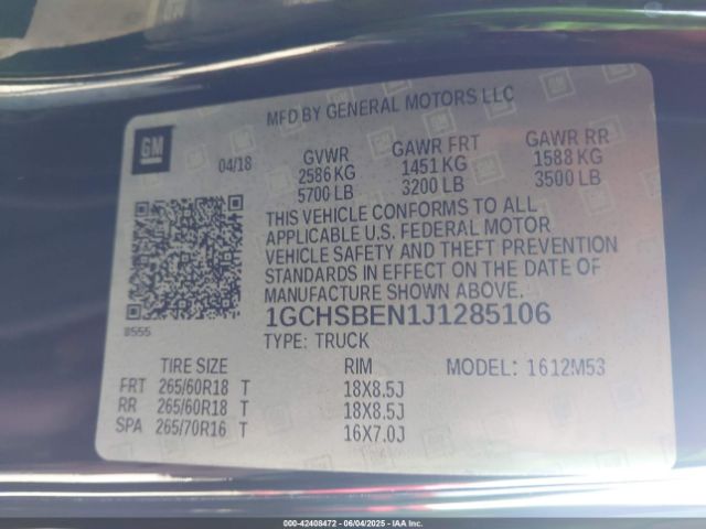 2018 CHEVROLET COLORADO 1GCHSBEN1J1285106 Photo 8