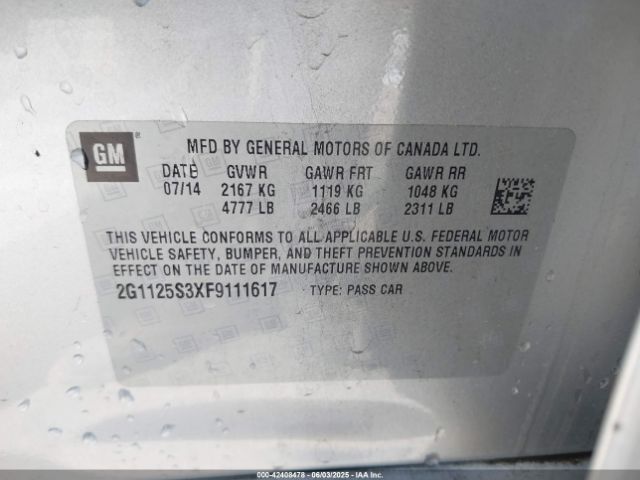 2015 CHEVROLET IMPALA 2G1125S3XF9111617 Photo 8