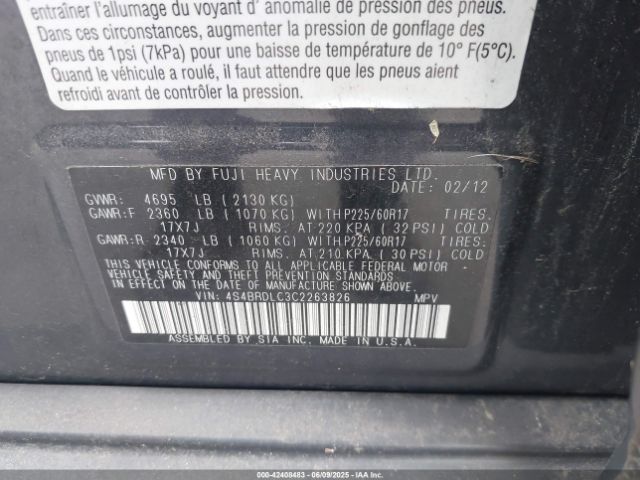 2012 SUBARU OUTBACK 4S4BRDLC3C2263826 Photo 8