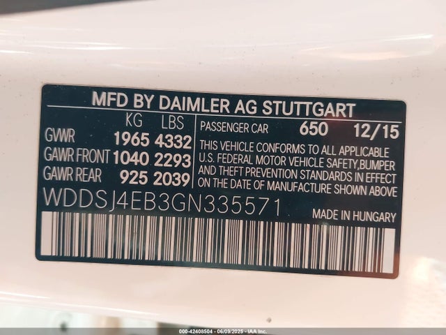 WDDSJ4EB3GN335571 Mercedes-Benz 2016
