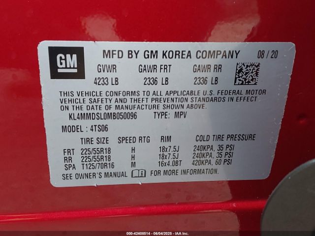 KL4MMDSL0MB050096 Buick Encore Gx Fwd Select