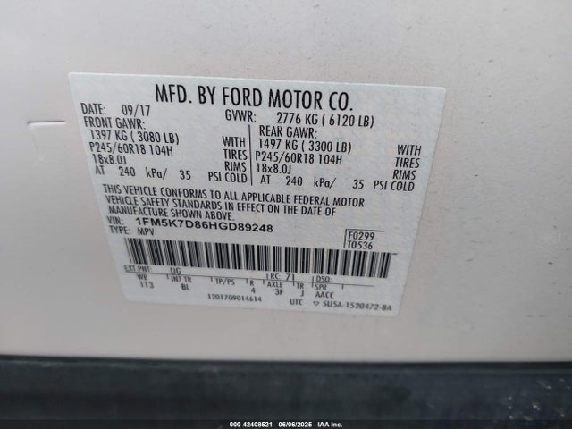 Ford 3.5l ti-vct 2017 1FM5K7D86HGD89248 Image 9