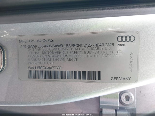 Aukcja sprzedaży 2016 Audi A3 E-tron 1.4t Premium, vin: WAUUPBFF3GA077399, numer aukcji: 42408533