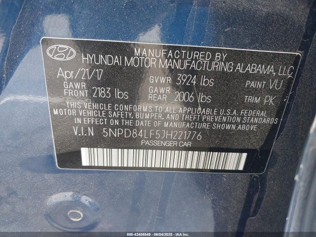 Hyundai mpi nu 2018 5NPD84LF5JH221776 Image 9
