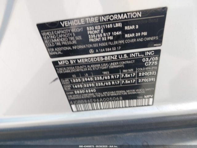 2006 MERCEDES-BENZ ML 350 4JGBB86E96A005068 Photo 8