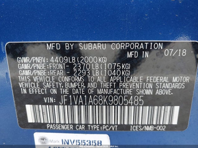 Subaru dib 2019 JF1VA1A68K9805485 Image 9