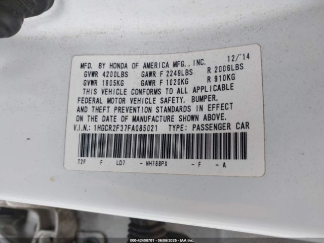 1HGCR2F37FA085021 Honda ACCORD LX