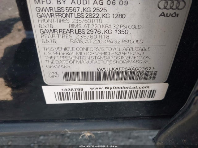 2010 AUDI Q5 WA1LKAFP6AA003671 Photo 8
