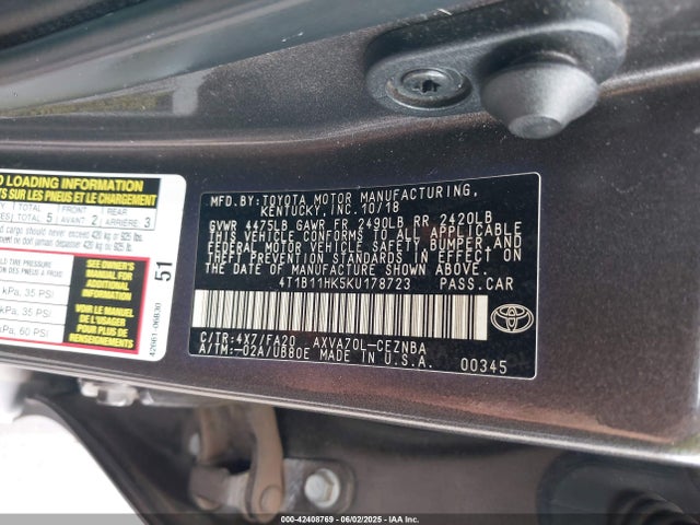 4T1B11HK5KU178723 Toyota a25a-fks