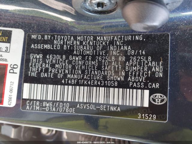 4T4BF1FK4ER431058 Toyota CAMRY LE