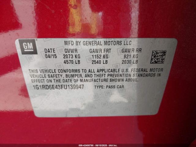 1G1RD6E43FU139947 Chevrolet luu - ffv, e-flex, fam 0